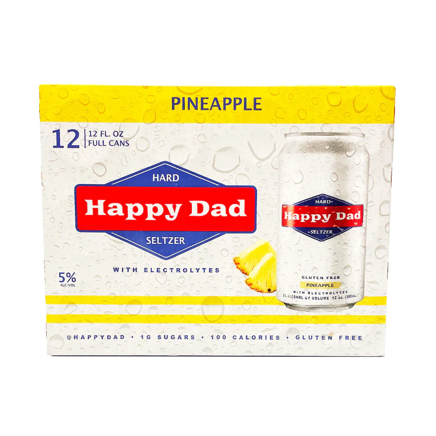 Happy Dad Hard Seltzer Pineapple 12 Pack - Crown Wine and Spirits