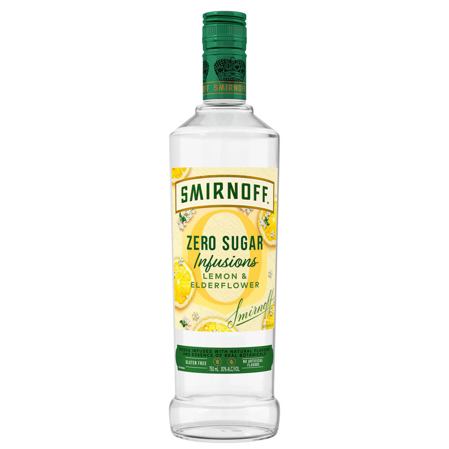 Smirnoff Zero Sugar Infusions Lemon & Elderflower Vodka 750mL - Crown Wine and Spirits